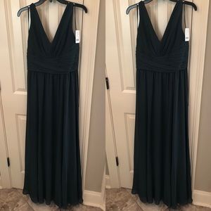 Emerald green Amsale bridesmaid dress